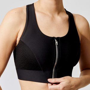 Carbon38 Longline Zip Front Contrast Sports Bra
